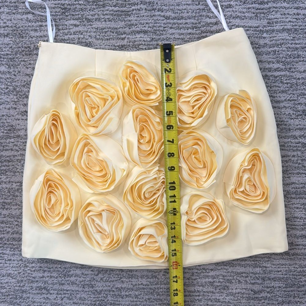 NWT Luxe Dress Rose-appliqué Cropped Top / Skirt Set In Gelb Yellow Large - Picture 9 of 16